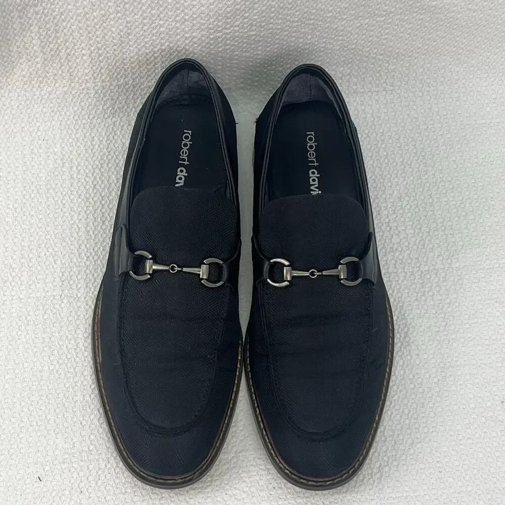 Robert David Knock Horsebit Loafers Men’s 9.5 M Black Slip On Dress Shoes
